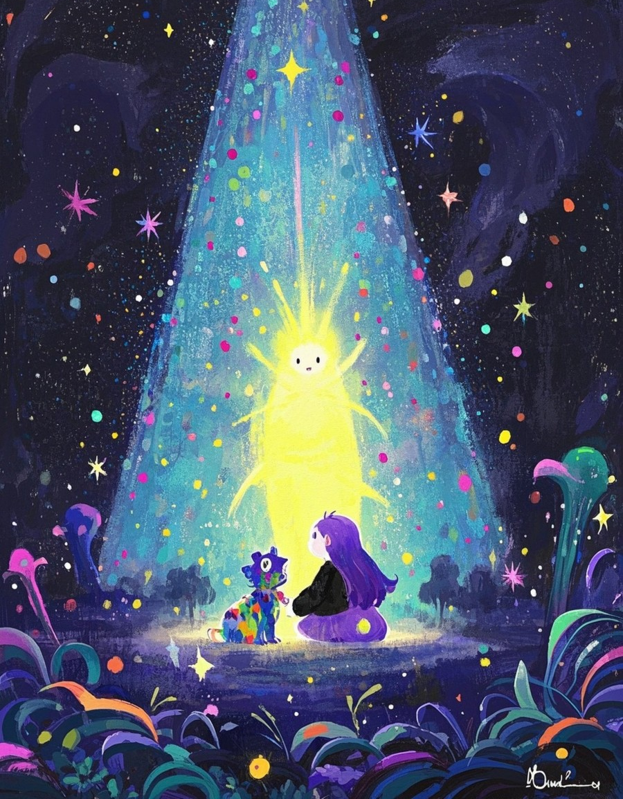 小怪兽各种造型卡通插画抽象画板亮片流光溢素材