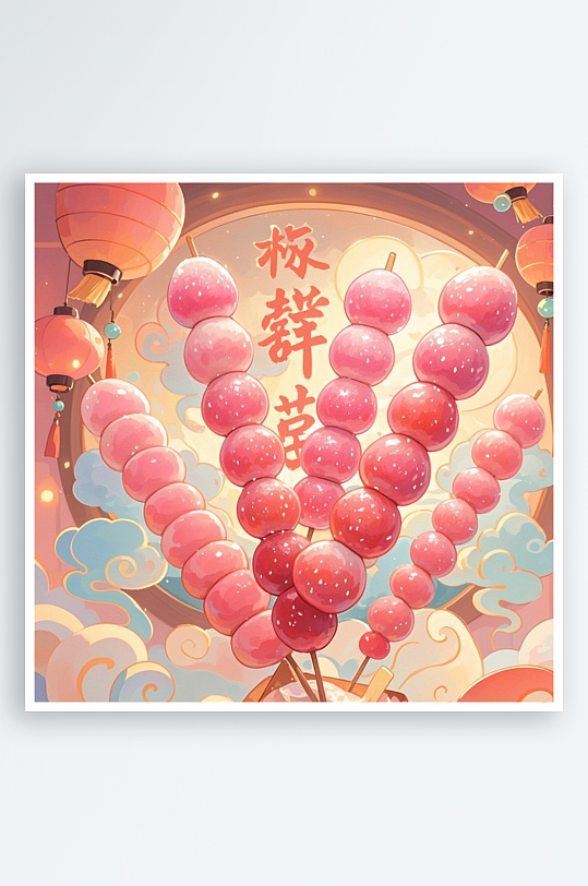 冰糖葫芦的卡通图案风格为卡通风草莓样