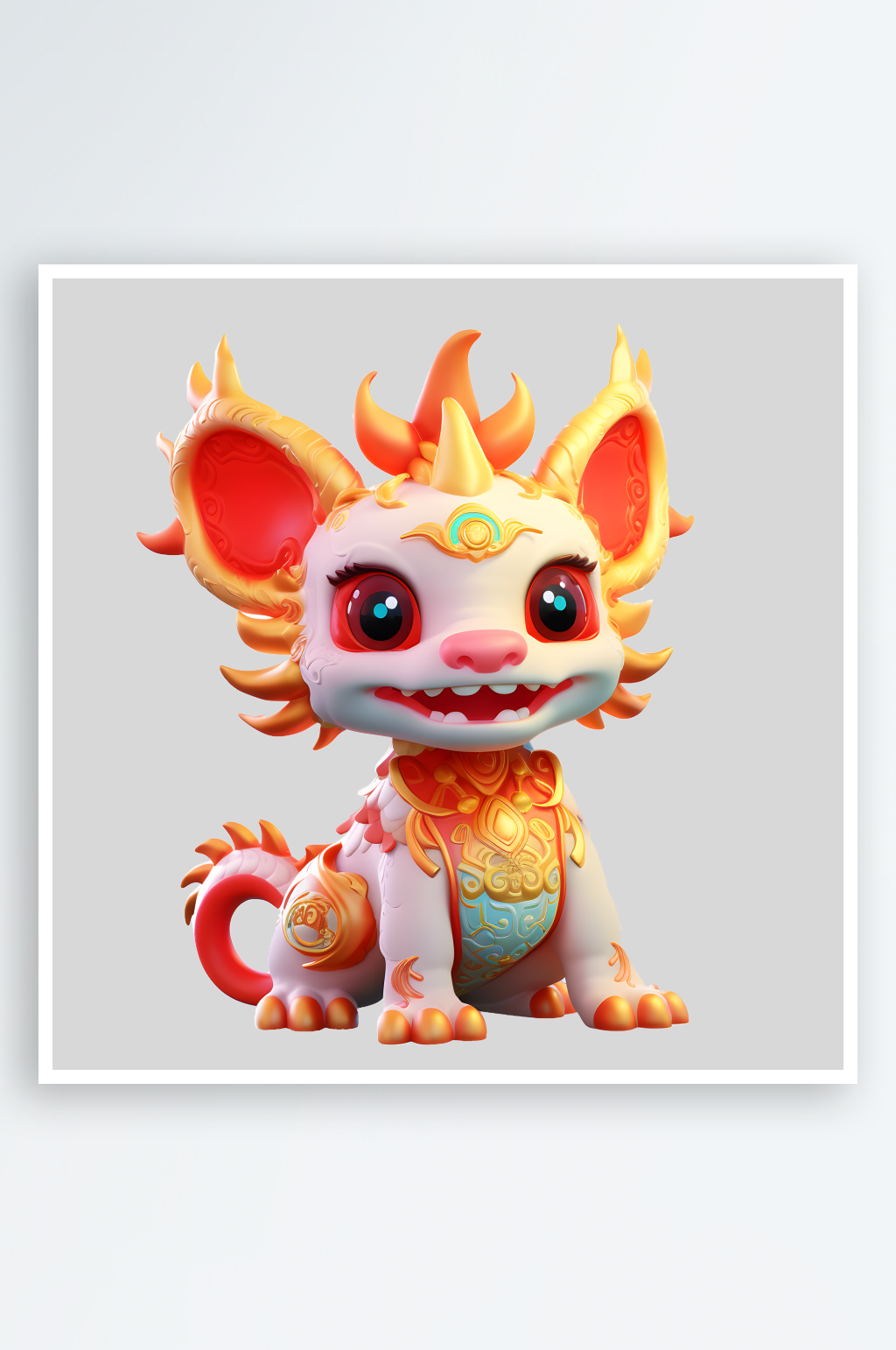 卡通瑞獸神獸吉祥物春節(jié)年獸獅子妖獸元素素材