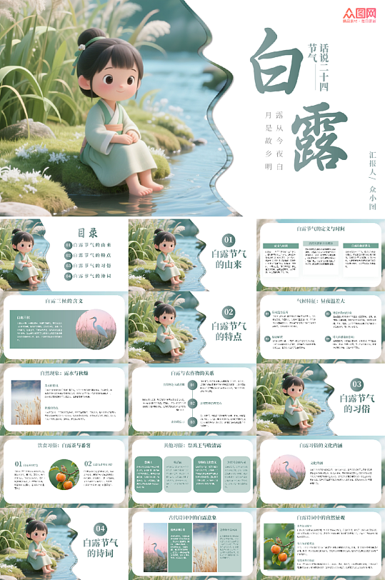 清新簡(jiǎn)約白露傳統(tǒng)二十四節(jié)氣介紹PPT