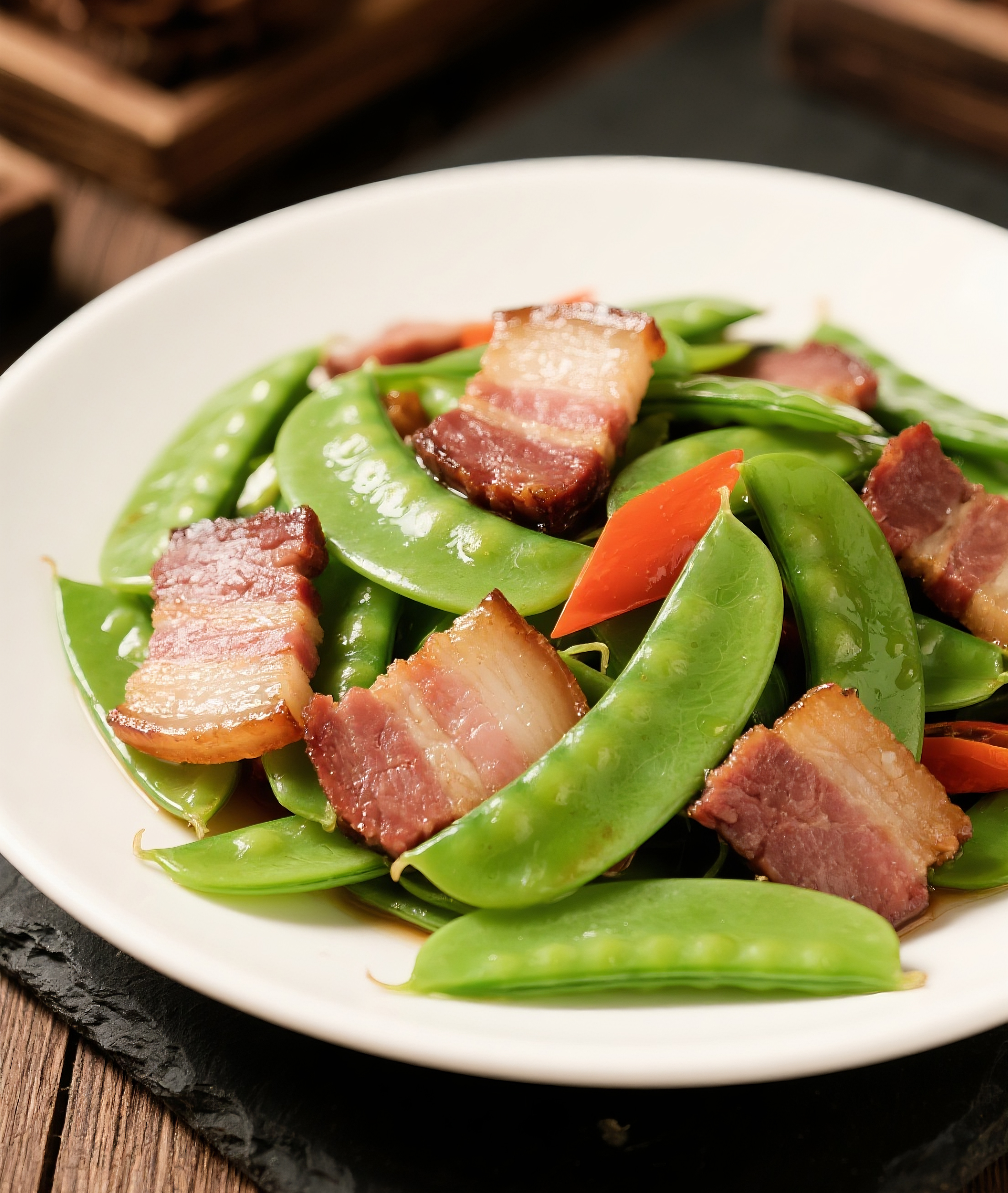 荷兰豆炒腊肉美食图片素材