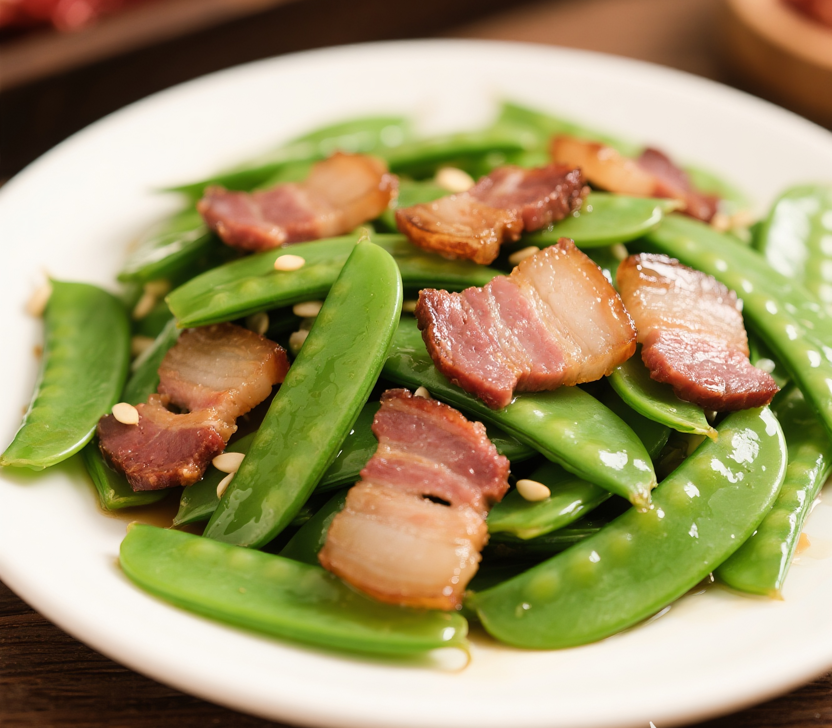 高清荷兰豆炒腊肉图片素材