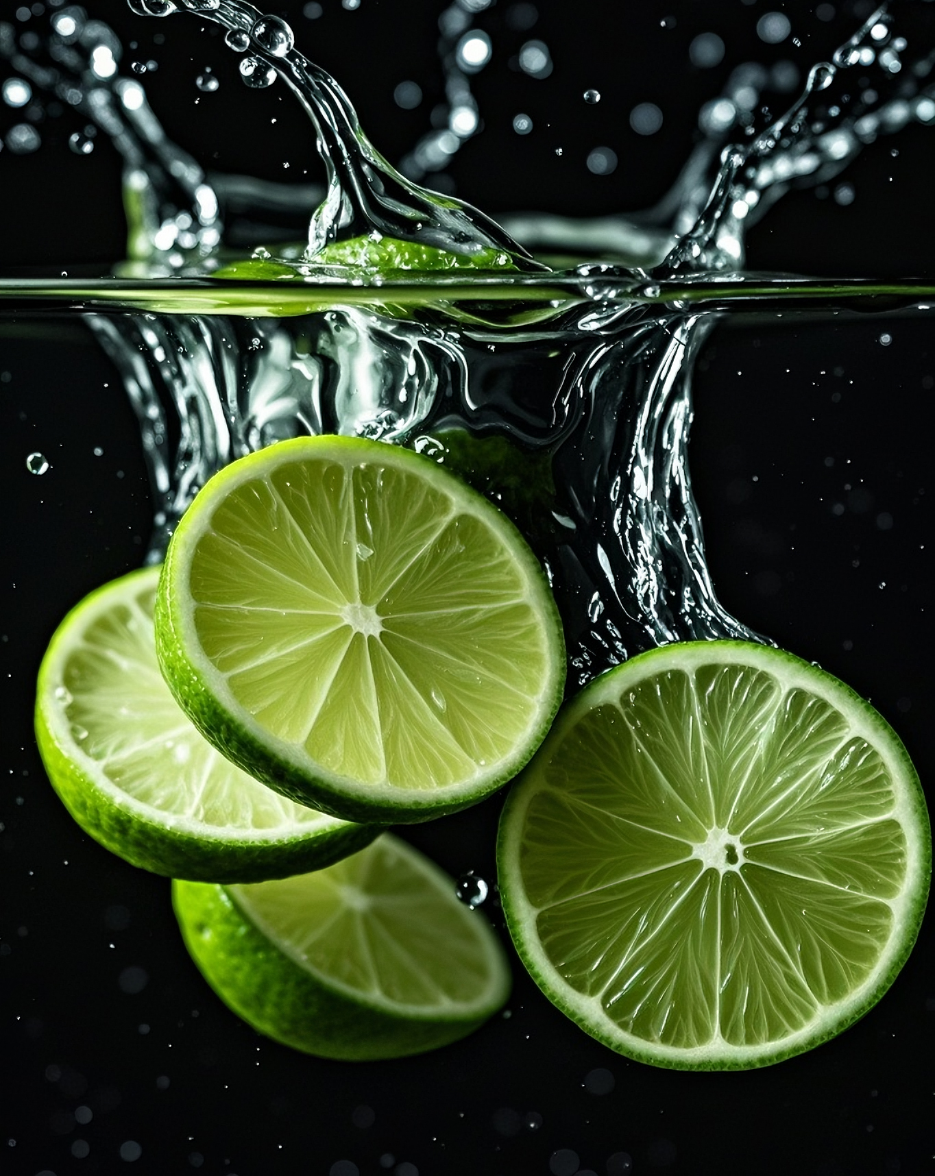 水中青柠檬摄影图片素材