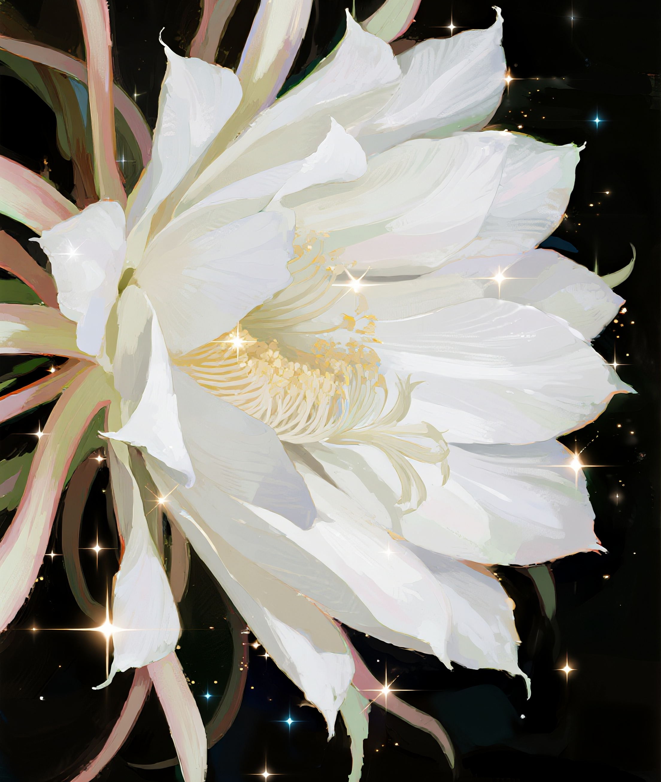 唯美星光粒子昙花图片素材