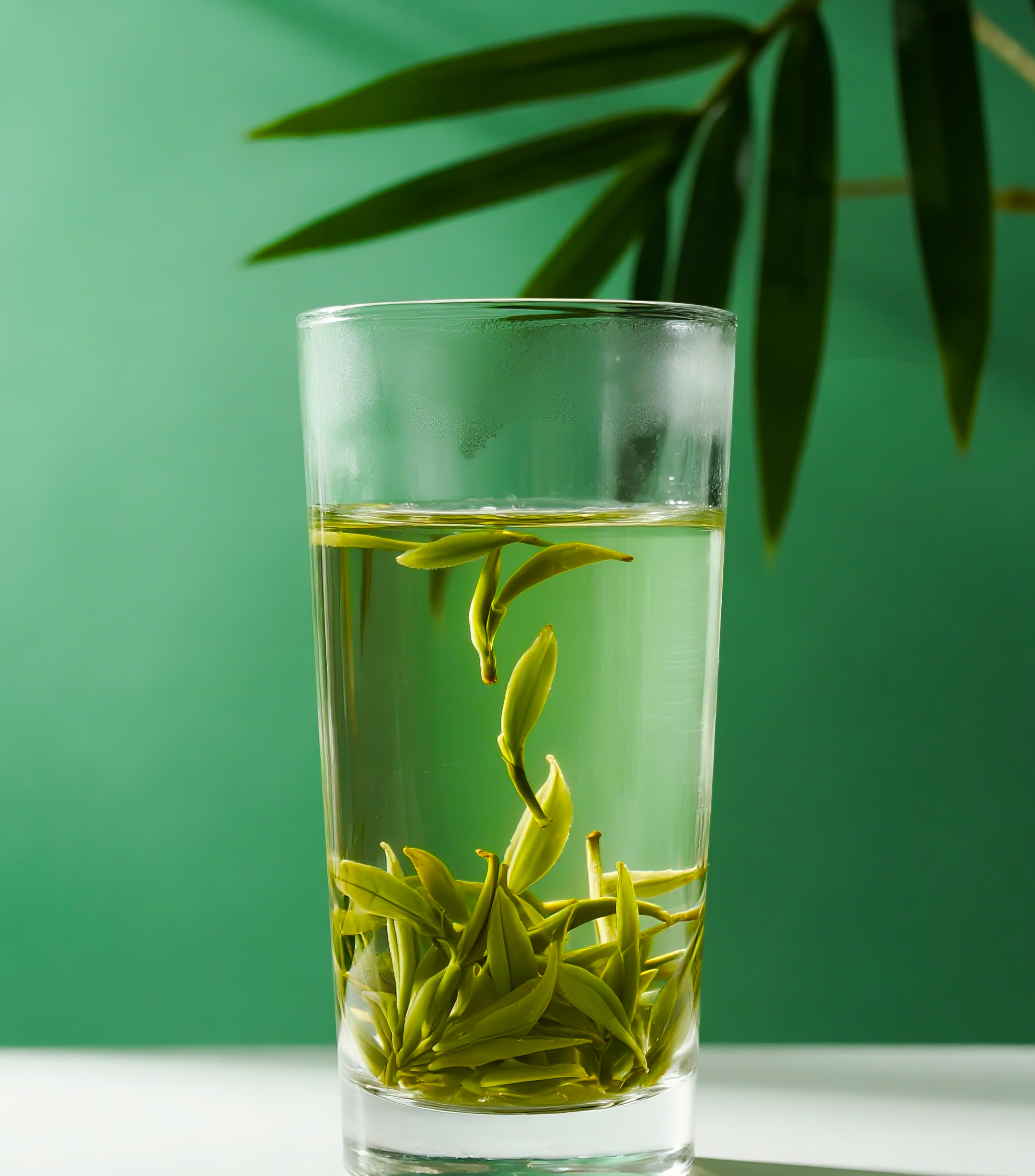 杯中泡有都匀毛尖茶叶图片素材素材