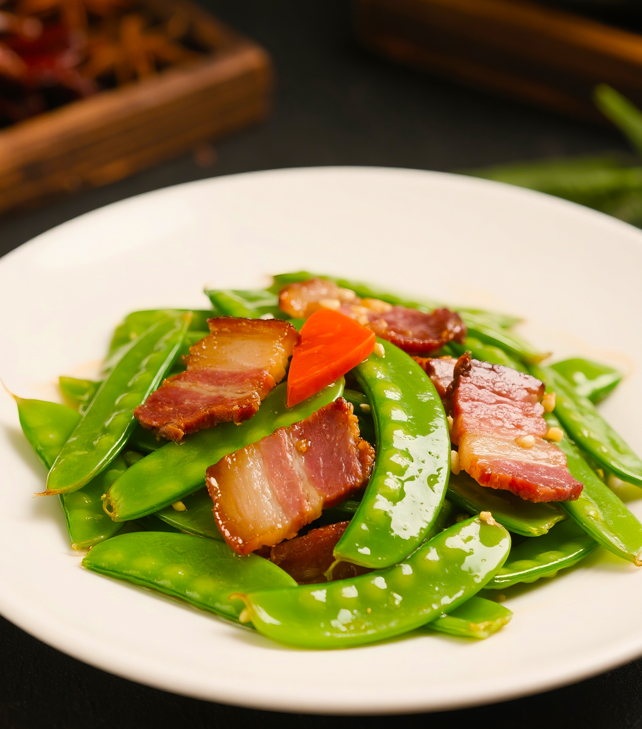 荷兰豆炒腊肉图片素材