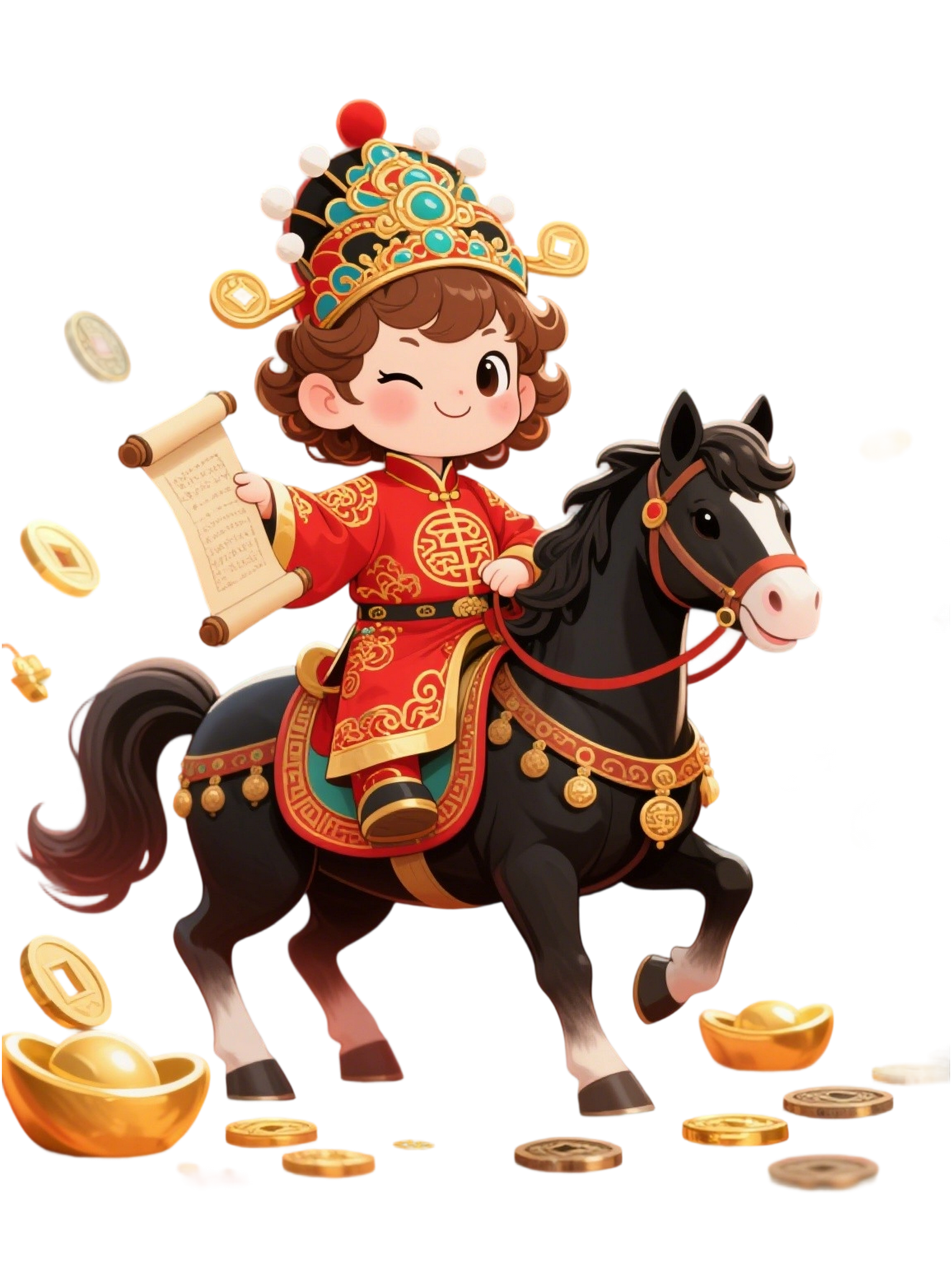 手绘马年IP免抠图素材
