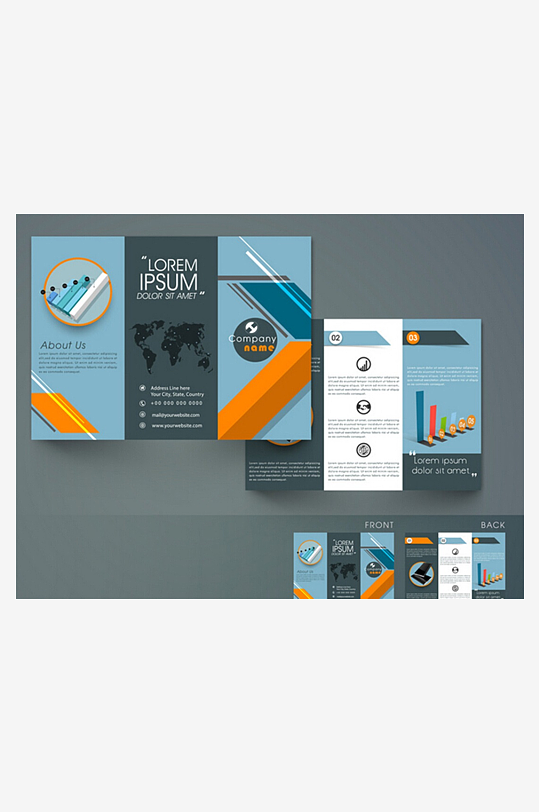 企业公司三折页宣传模版-众图网