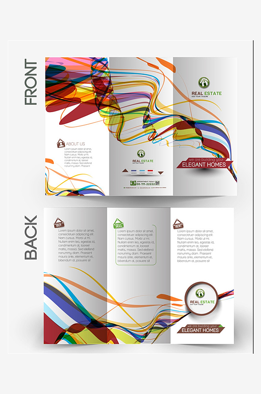 企业宣传三折页模版-众图网