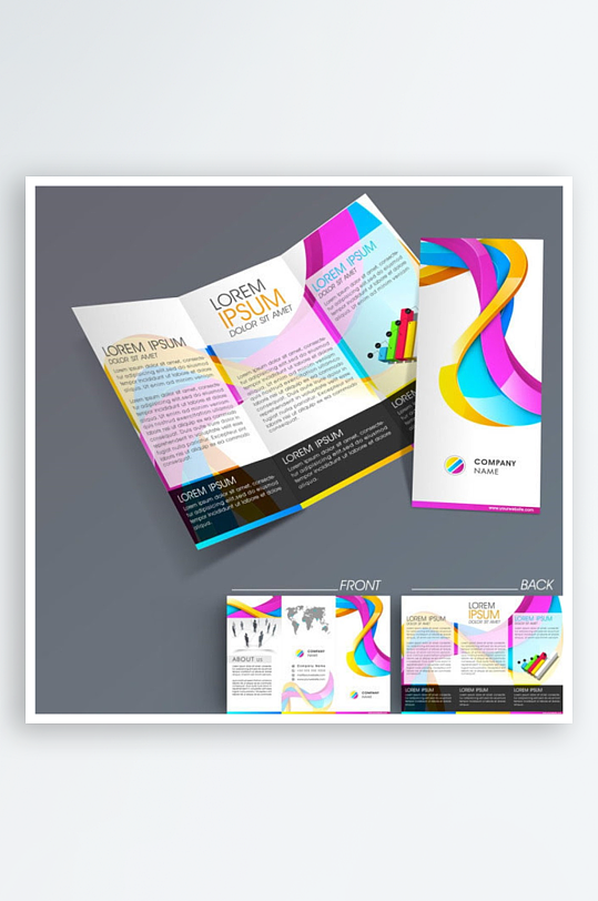 企业宣传三折页模版-众图网