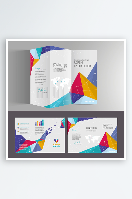 企业公司三折页宣传模版-众图网