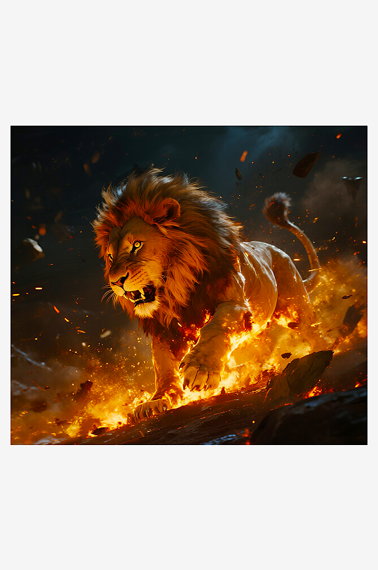 獅子風(fēng)景畫插畫圖片