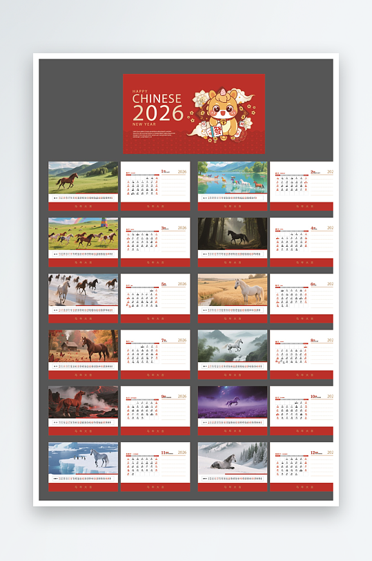 矢量2026马年台历挂画素材-众图网