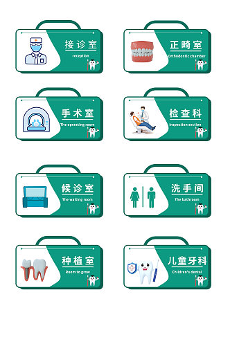 白绿撞色口腔医院导视门牌科室牌