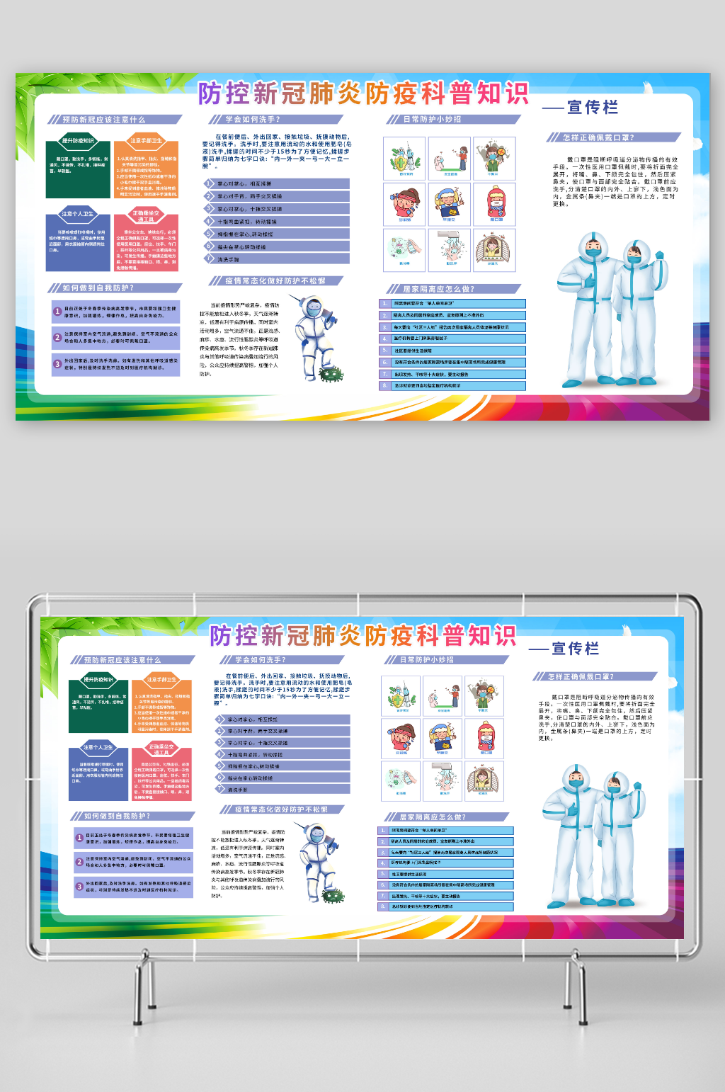 简约防控新冠肺炎防疫科普知识宣传栏展板素材