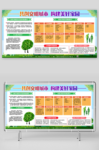 共创文明城市单面宣传栏展板
