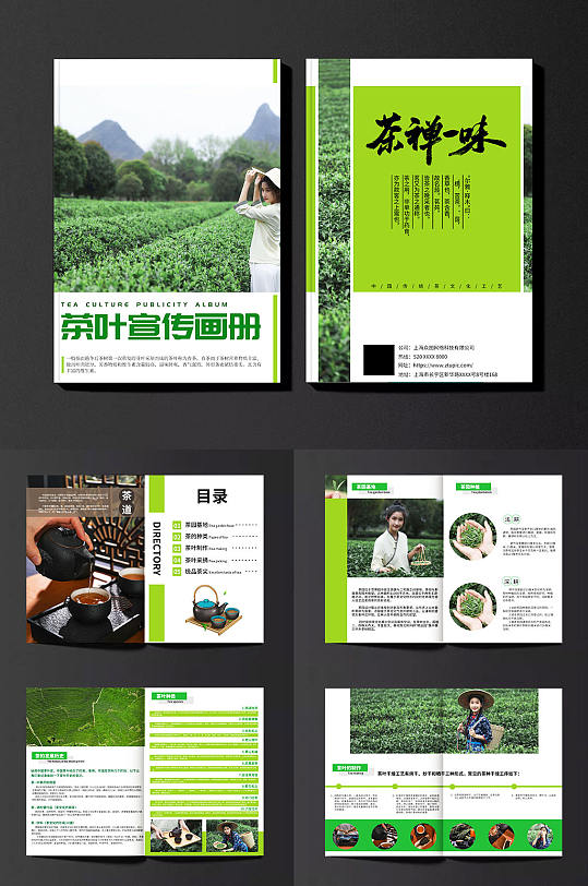 绿色茶园采茶项目茶叶茶文化宣传画册