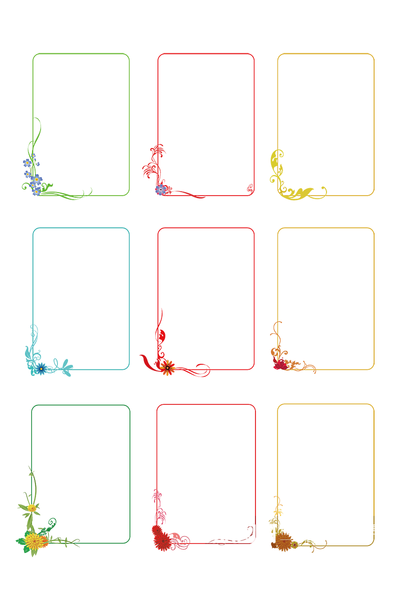 9框免抠花框花边素材素材