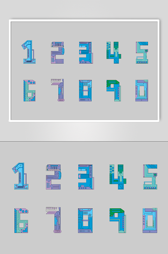 工业风科技卡通数字矢量插画元素-众图网
