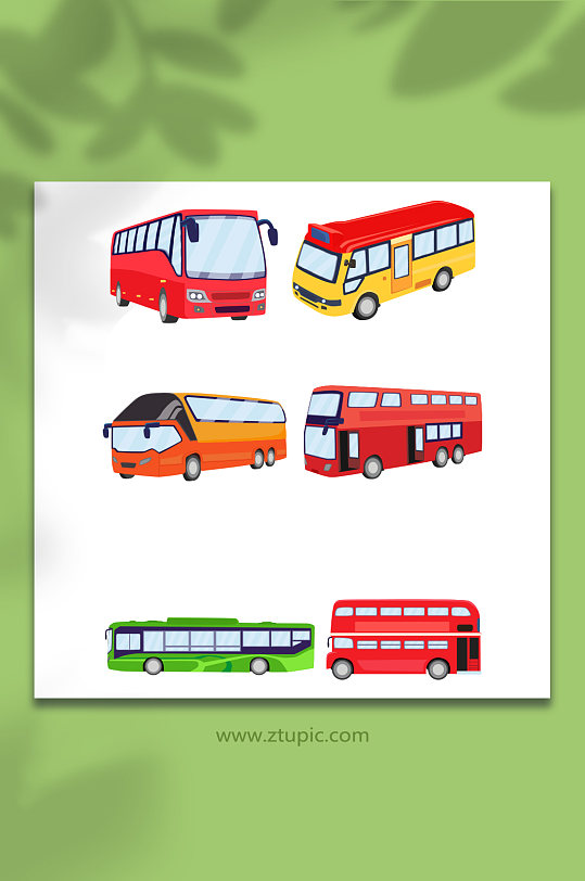 汽车大巴公交车巴士交通工具元素插画