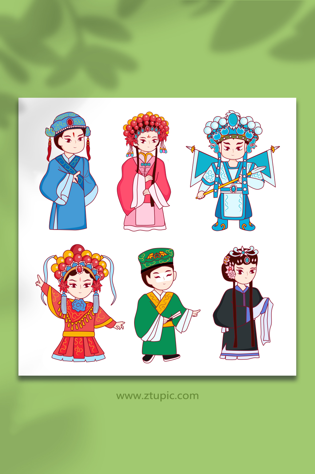 传统京剧戏曲人物合集元素插画素材