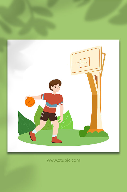 打篮球做运动的男孩插画