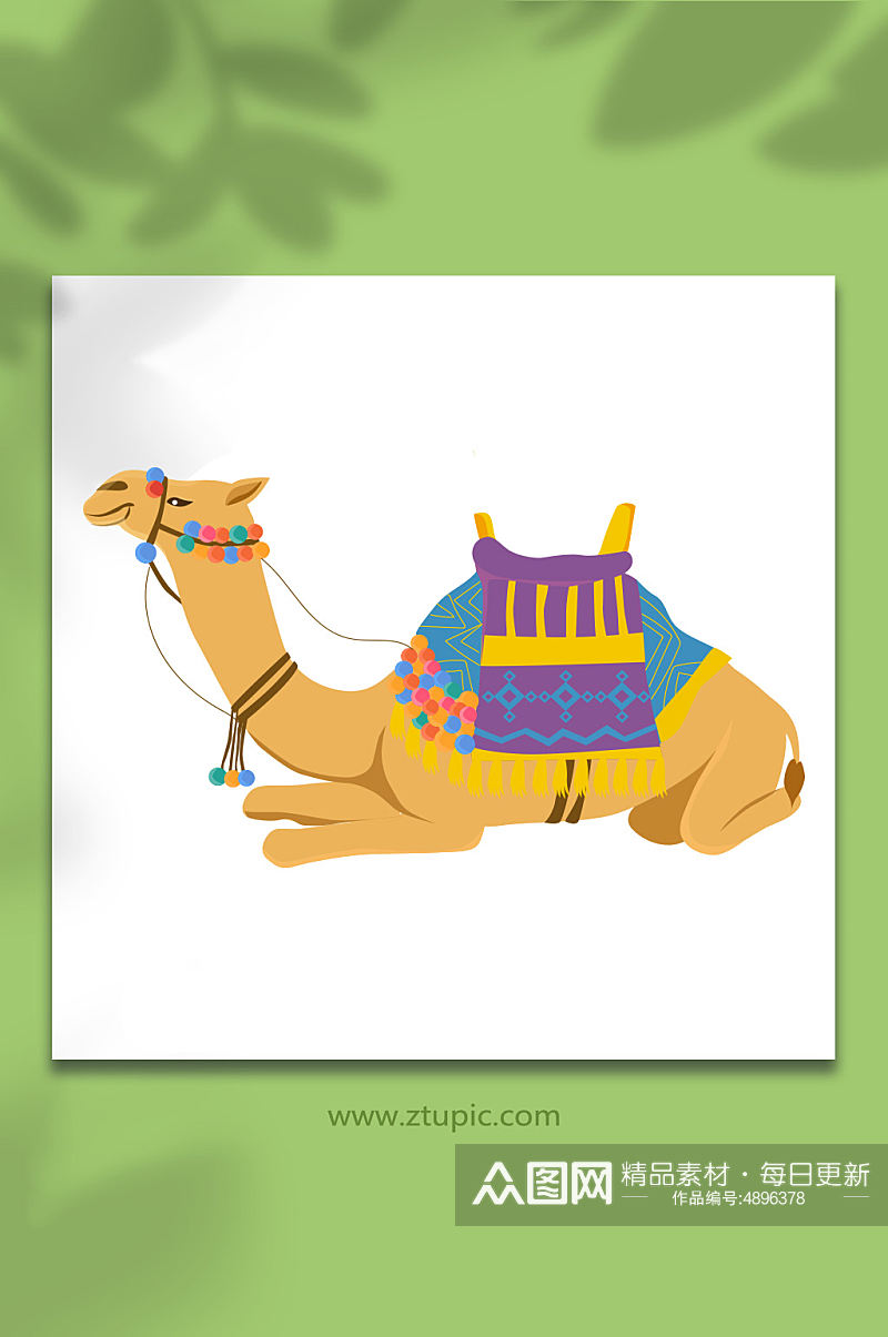保护动物沙漠骆驼元素插画素材