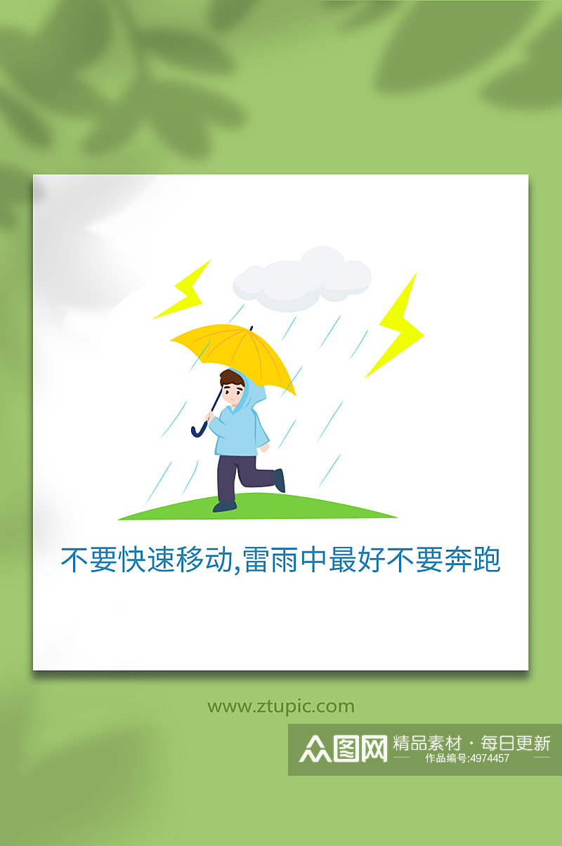 夏季避雷不要快速移动插画素材