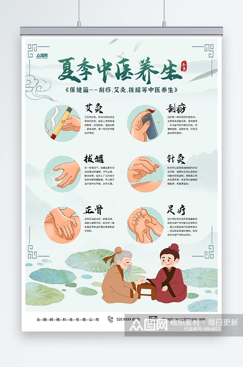 中国风夏季中医养生保健海报素材