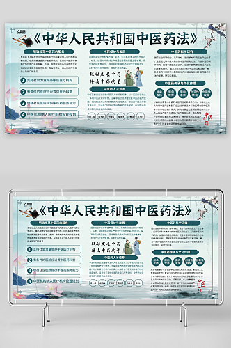 简约中华人民共和国中医药法宣传展板