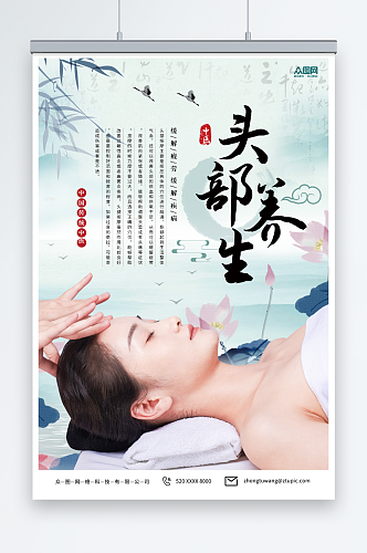传统中医养生头疗宣传海报