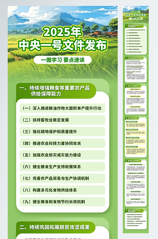 学习解读2025年中央一号文件长图海报-众图网