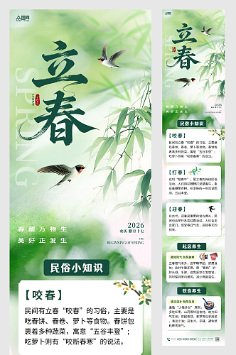 立春节气活动习俗长图推文海报