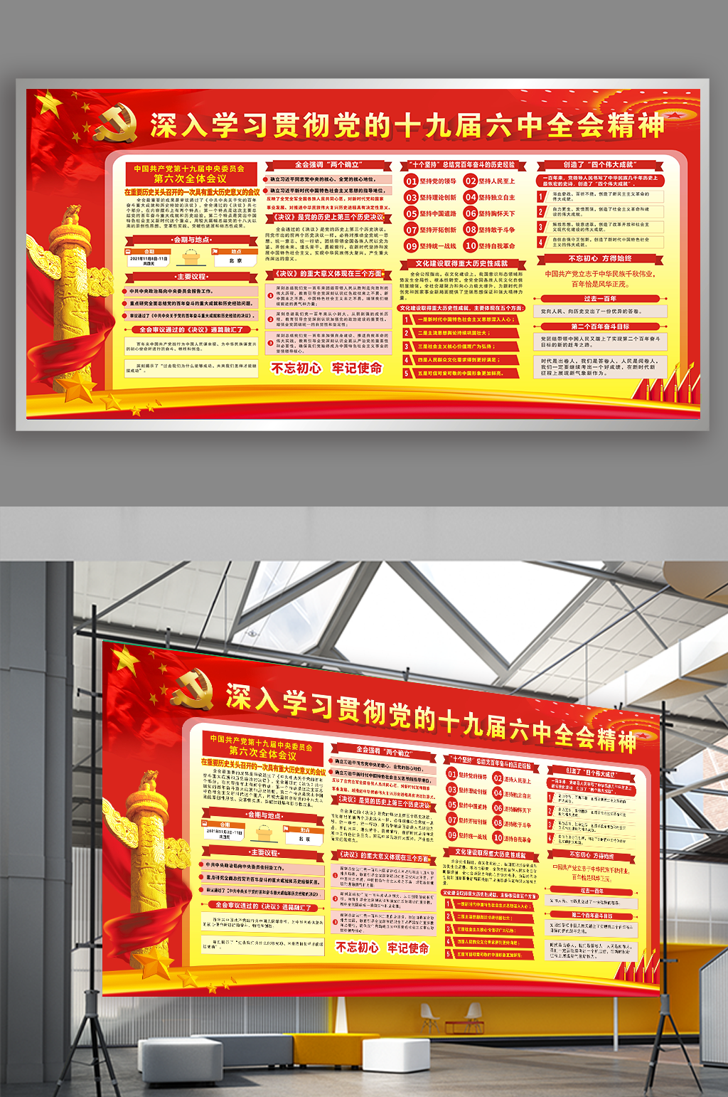 十九大六中全会展板素材