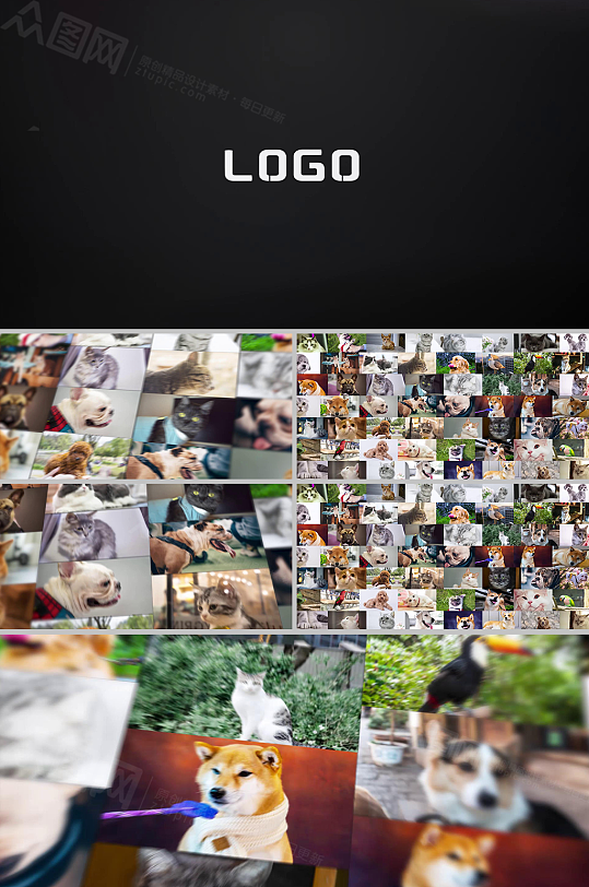 照片墙快闪简约LOGO片头演绎片尾模板-众图网