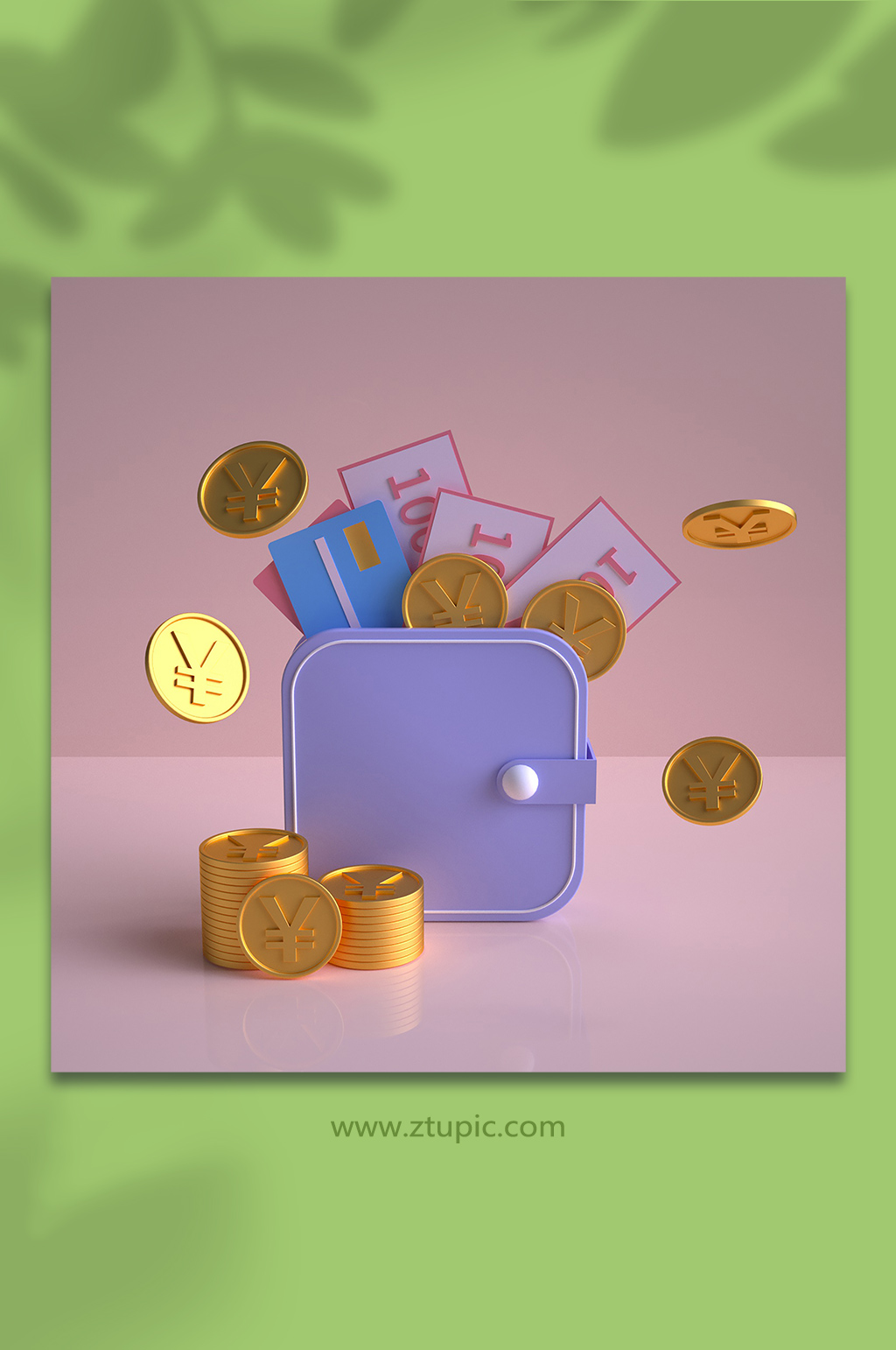 创意金融投资理财钱包金币C4D素材素材