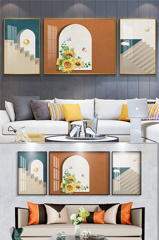 小清新向日葵装饰画-众图网