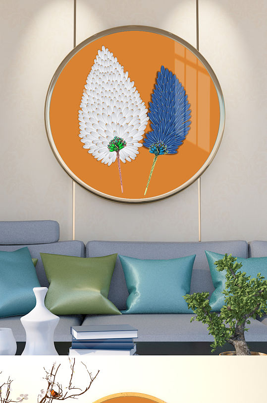 白色羽毛组合装饰画