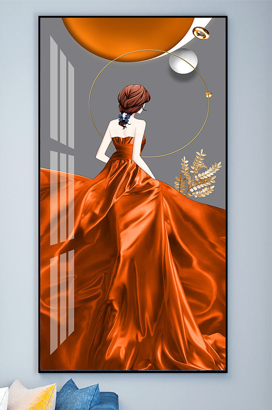 美女立体几何玄关-众图网