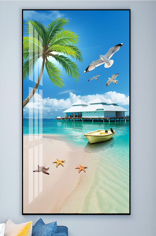 沙滩野子海鸥装饰画-众图网