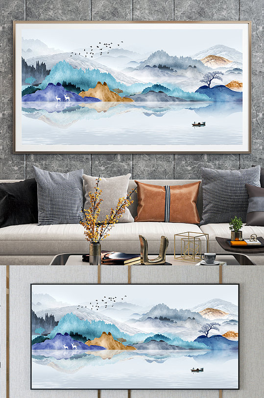 意境山水禅意水墨画-众图网