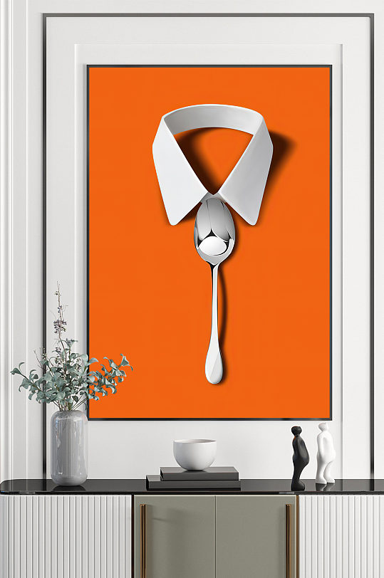 抽象勺子餐具领带创意装饰画