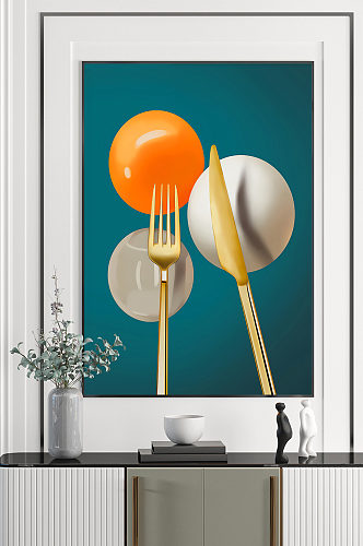 餐具刀叉气球装饰画