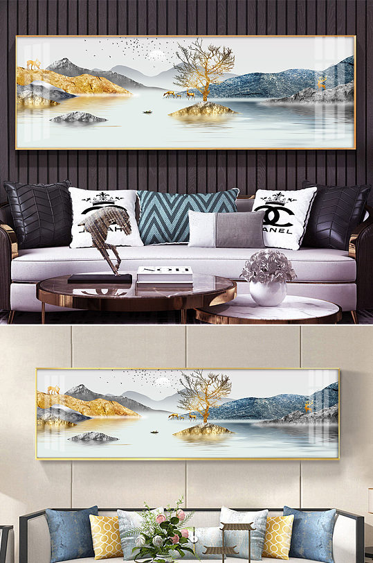 金色山水抽象水墨畫(huà)