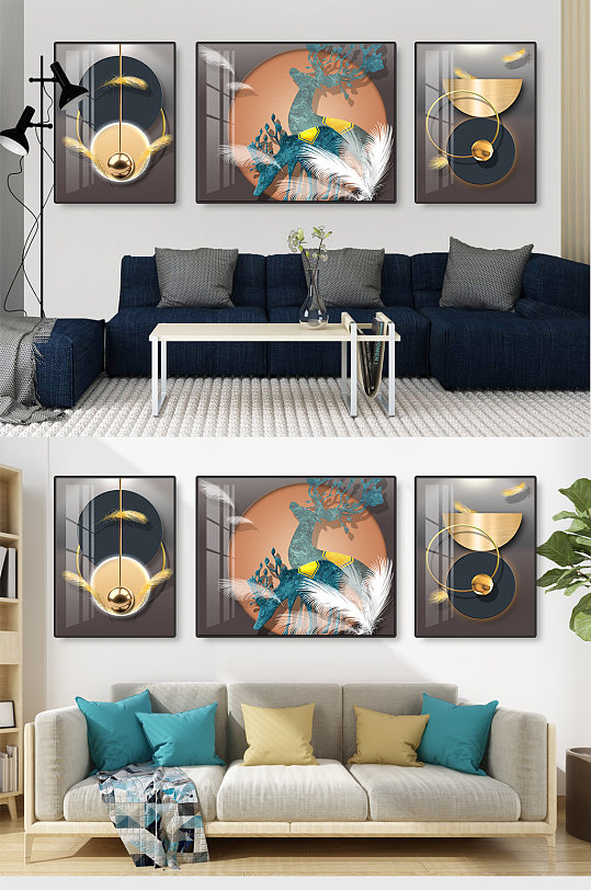 麋鹿立体几何装饰画-众图网