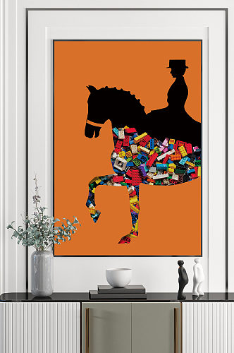 抽象骑马骏马装饰画