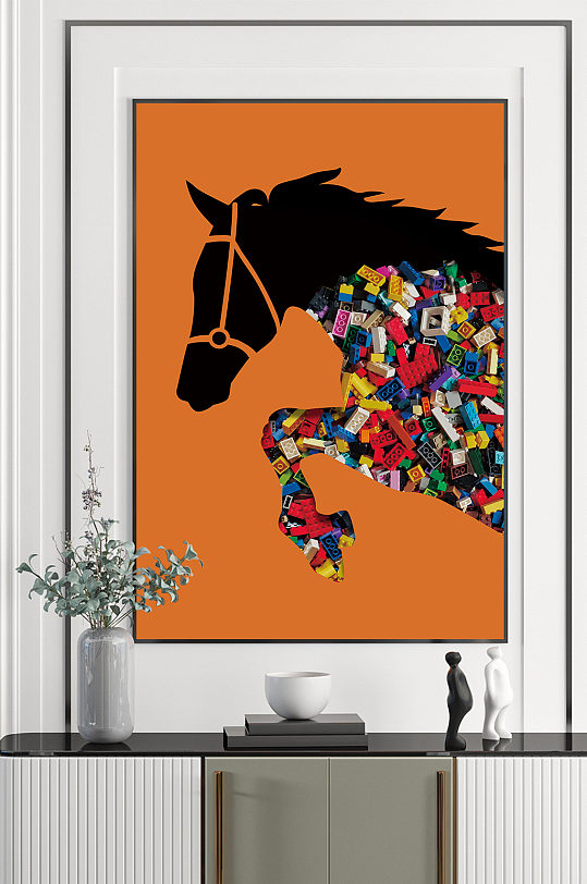 抽象卡通骏马玩具装饰画