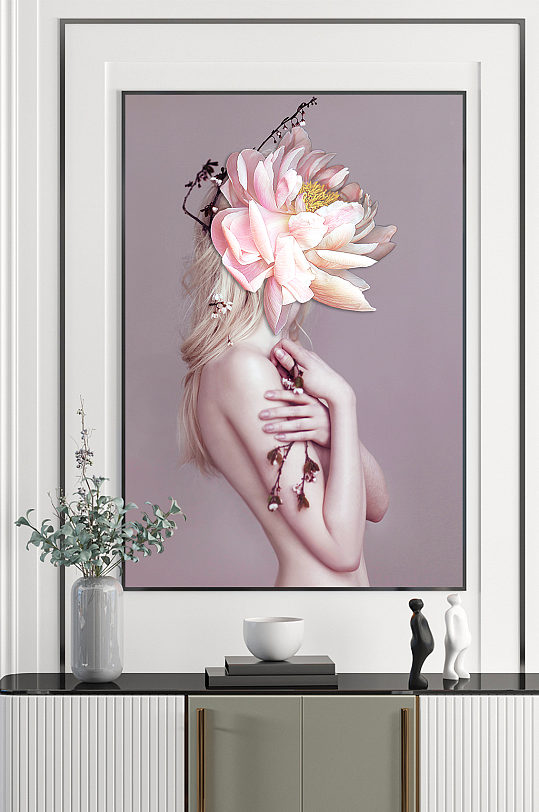 抽象花卉美女装饰画