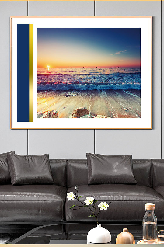 大海风景画电表箱画-众图网