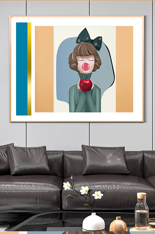 手绘卡通美少女女孩人物儿童装饰画